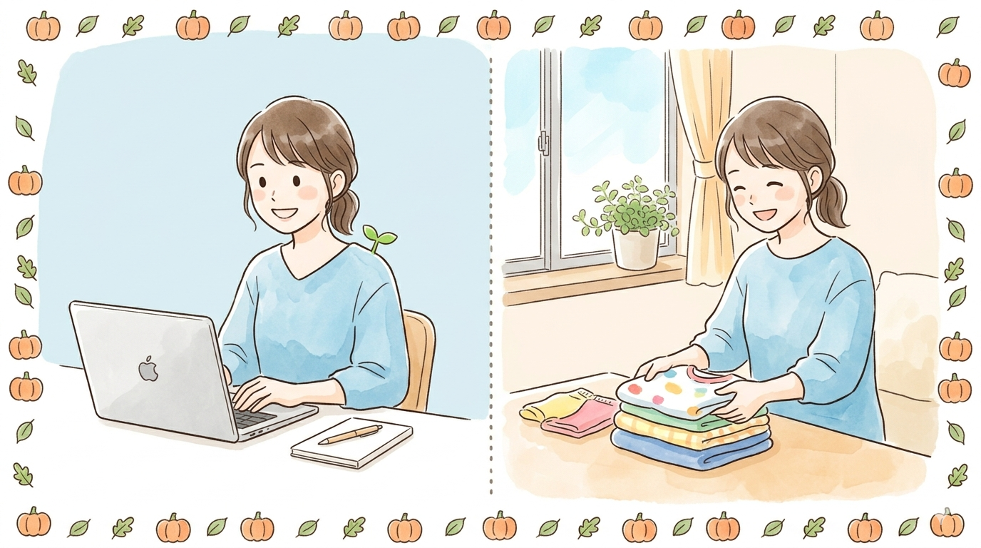 仕事の合間に家事ができるのも在宅ワークの魅力です